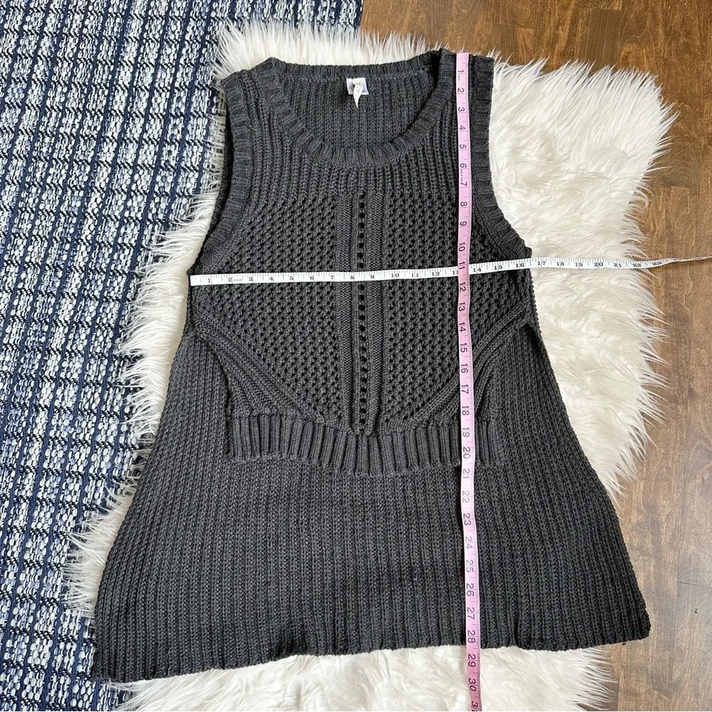 XCVI Chunky Knit Hi Low Cotton Sweater Vest sleeveless grey